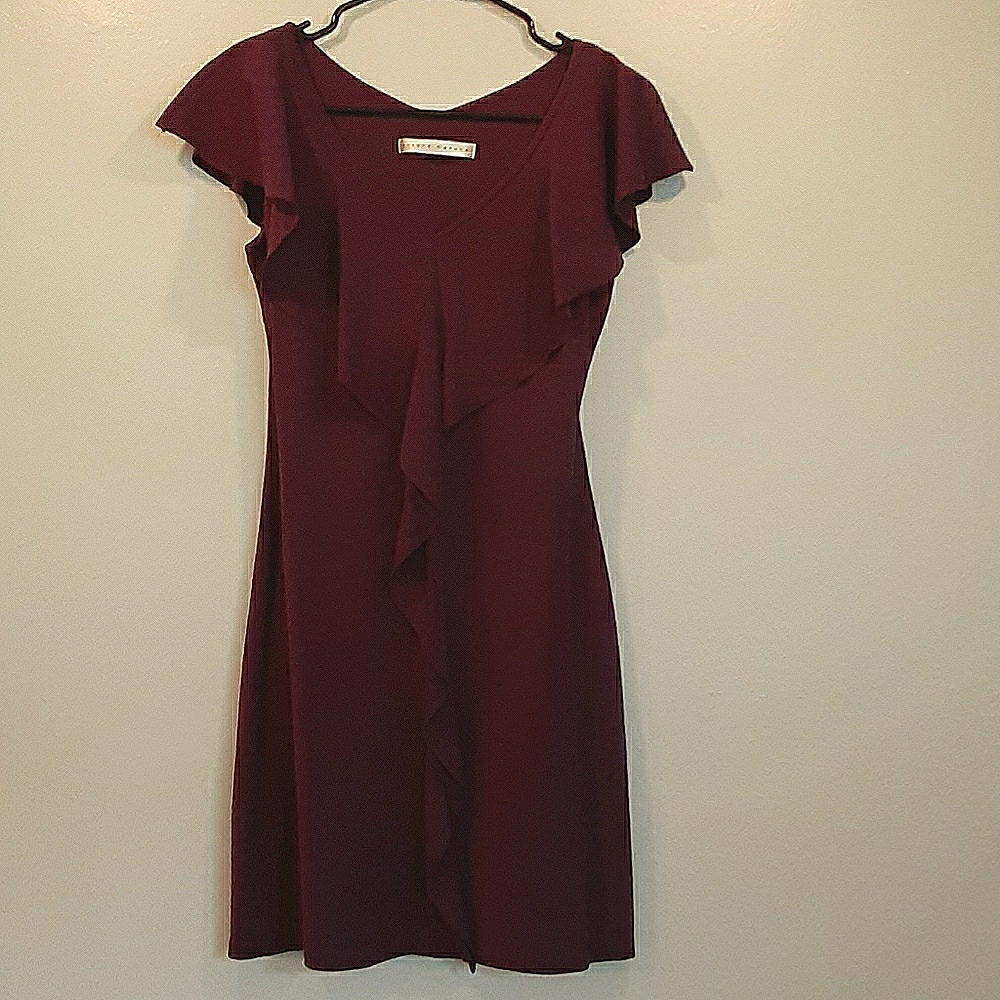 Susanna Monaco sleeveless, wine, ruffle dress